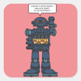 Evil Space Robot Square Sticker