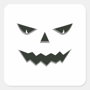 Evil Spooky Pumpkin Face Jack O' Lantern Halloween Square Sticker