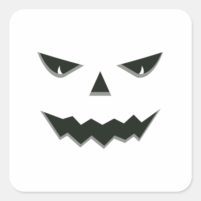 Evil Spooky Pumpkin Face Jack O' Lantern Halloween Square Sticker (Front)