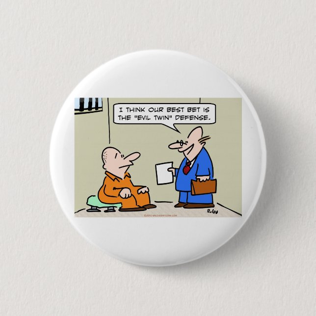 evil twin defence lawyer 2 inch round button (Front)