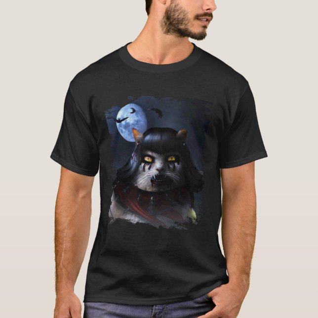 Evil Undead Kitty Cat Vampire T-Shirt (Front)