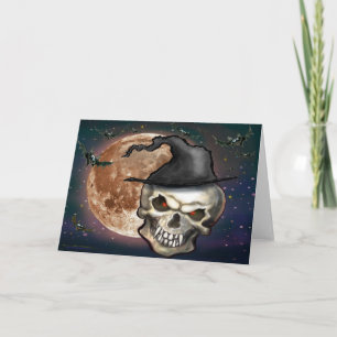 Evil Witchy Skull Card