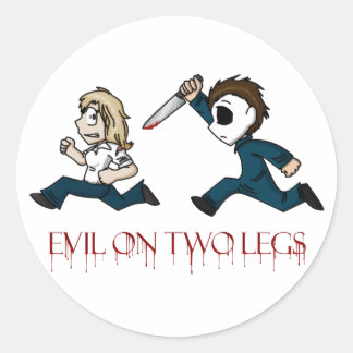 Evilontwolegs caricatures classic round sticker