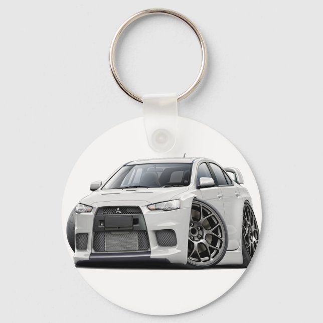 Evo White Car Keychain (Front)