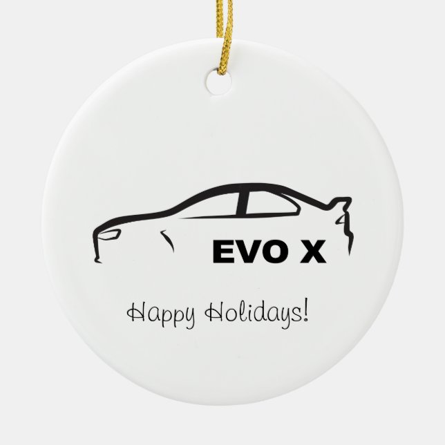 EVO X Bllack Silhouette Logo Ceramic Ornament (Front)