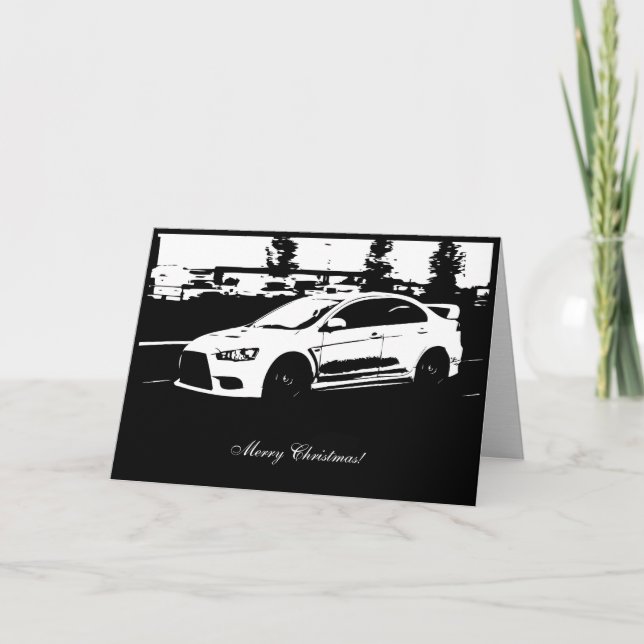 EVO X Rolling Shot Car Themed Christmas Card (Front)