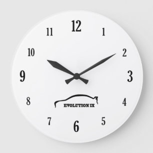 Evolution 9 Black Brushstroke Logo Large Clock