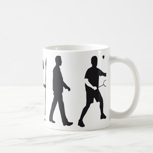evolution badminton coffee mug (Right)