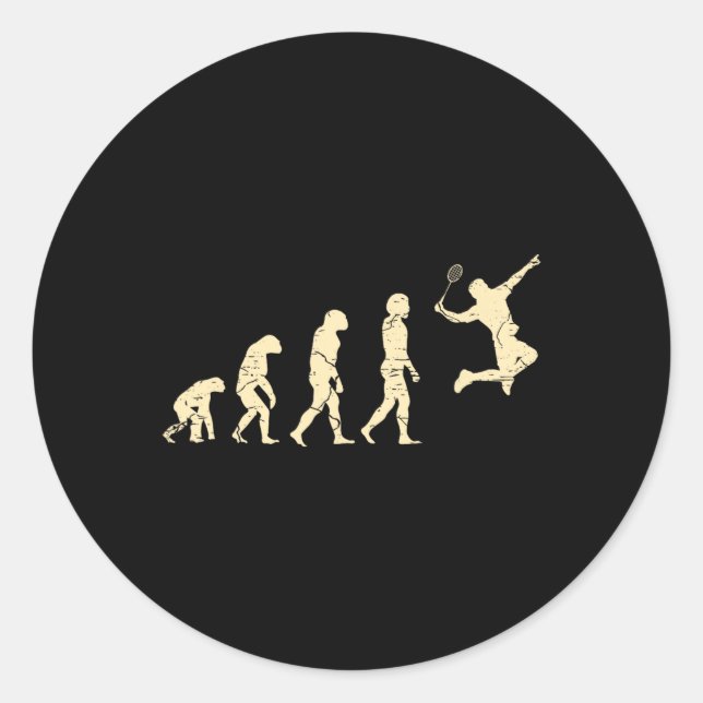 Evolution Badminton Player Shuttle Racket 1  Classic Round Sticker (Front)