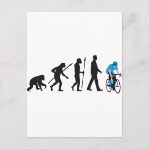 evolution bicycle racing postcard