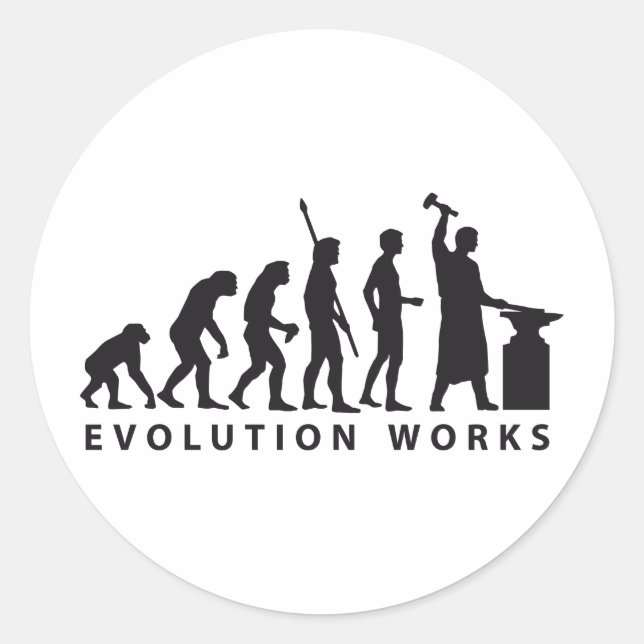 evolution blacksmith classic round sticker (Front)