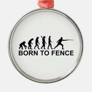 Evolution born to fence Fencing Metal Ornament