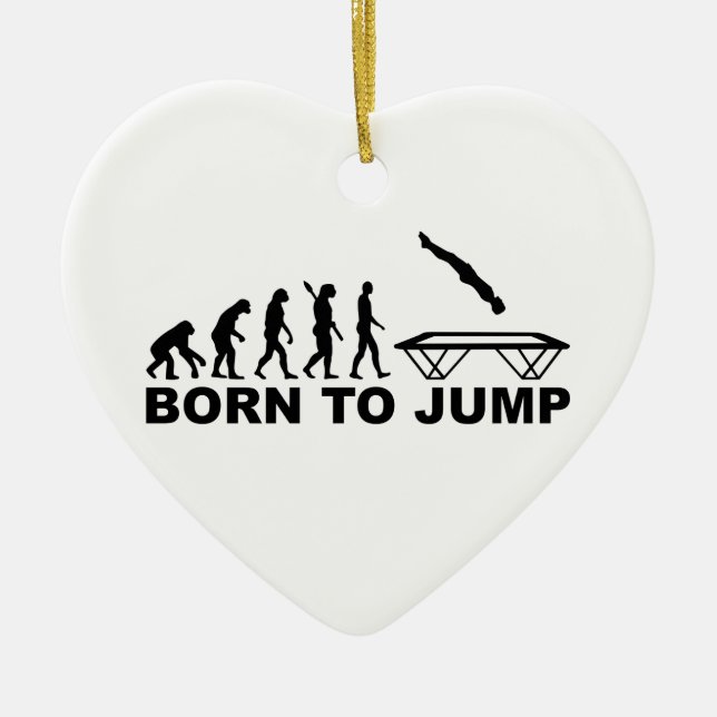 Evolution born to jump trampoline ceramic ornament (Front)