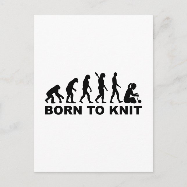Evolution born to knit postcard (Front)