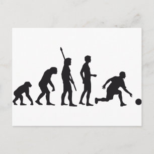 evolution bowling postcard