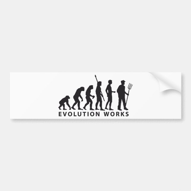 evolution farmer bumper sticker (Front)