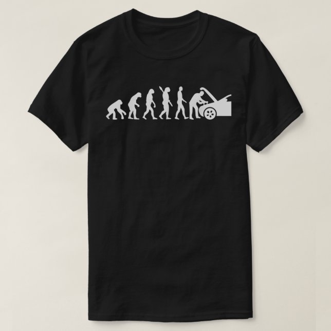 Evolution Mechanic Funny Automotive Technician T-Shirt (Design Front)