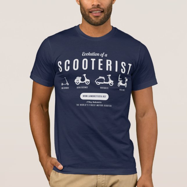 Evolution of a Scooterist… White Print T-Shirt (Front)