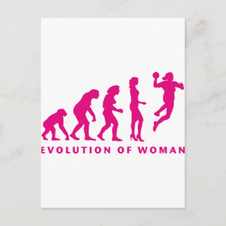 evolution of handball woman postcard
