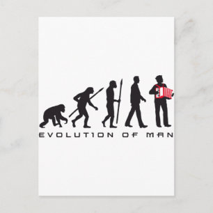 evolution of man accordion player sailor postcard