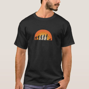 Evolution of Man and Dog Retro Sunset Design Art P T-Shirt