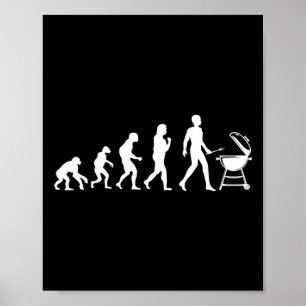 Evolution Of Man Bbq Grilling Design Poster