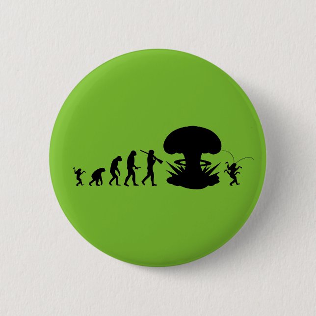 Evolution of Man & Cockroach Funny Evolution Chart 2 Inch Round Button (Front)