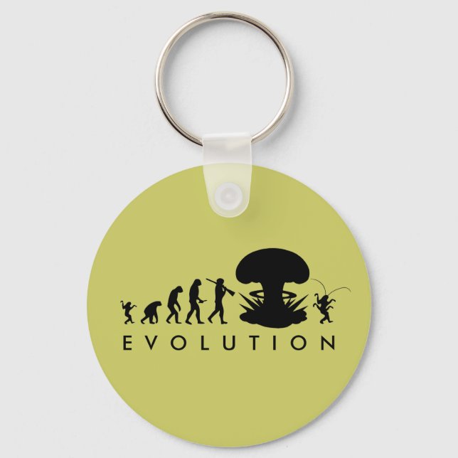 Evolution of Man & Cockroach Funny Evolution Chart Keychain (Front)