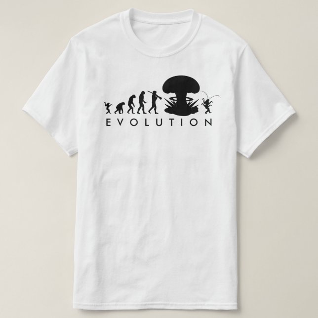 Evolution of Man & Cockroach Funny Evolution Chart T-Shirt (Design Front)