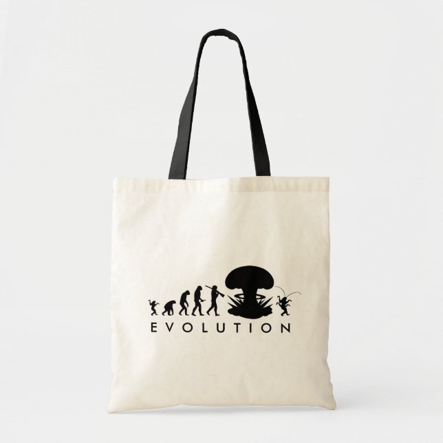 Evolution of Man & Cockroach Funny Evolution Chart Tote Bag (Front)