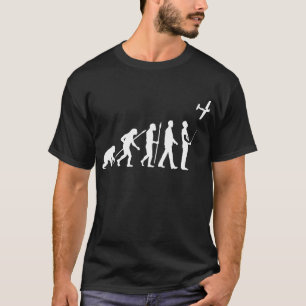 evolution of man controling model airplane T-Shirt