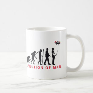 evolution of man controlling coffee mug