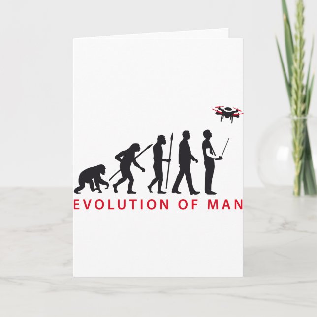 evolution of man controlling drone card (Front)