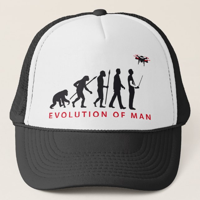 evolution of man controlling trucker hat (Front)
