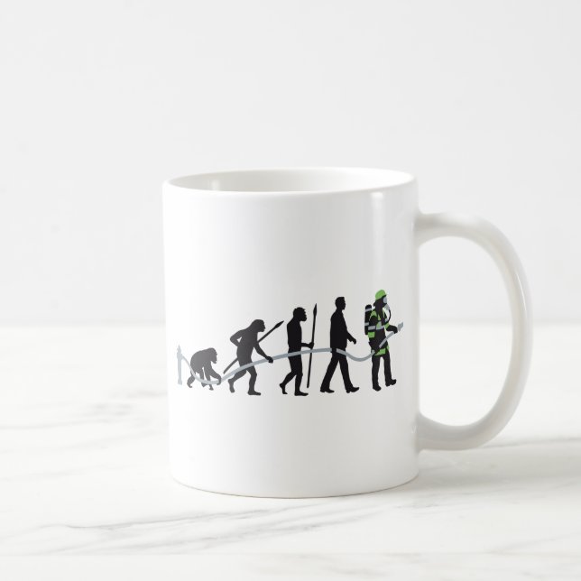 evolution of man fire fighter coffee mug (Right)