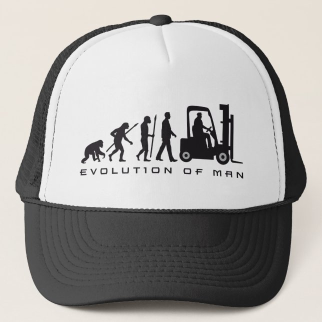 evolution of man forklift driver trucker hat (Front)