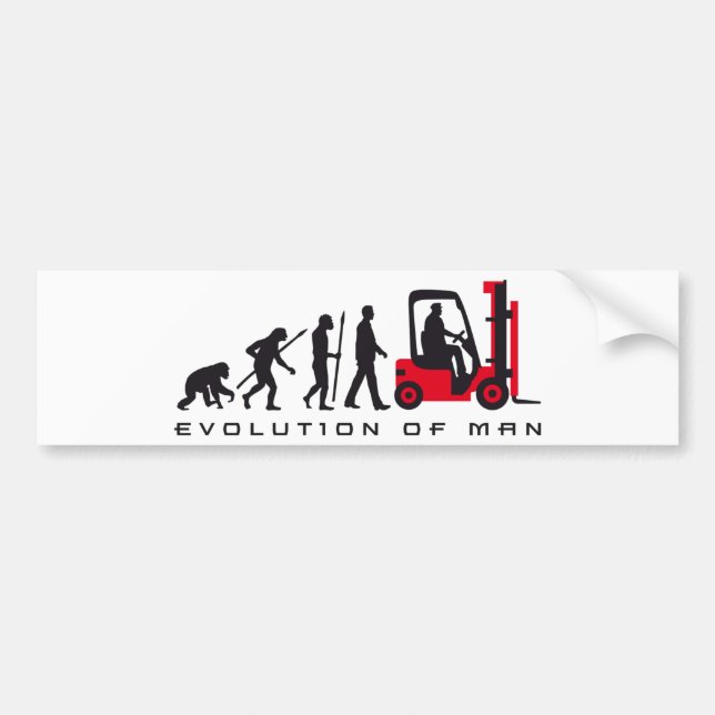 evolution of man forklift operator bumper sticker (Front)