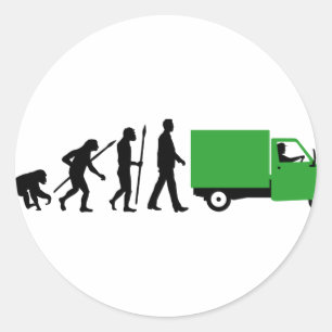 Evolution of man Piaggio Ape mini transporter Classic Round Sticker