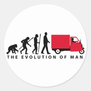 Evolution of man Piaggio Ape mini transporter Classic Round Sticker