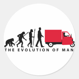 Evolution of man Piaggio Ape mini transporter Classic Round Sticker