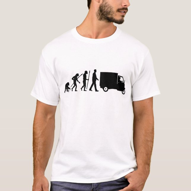 Evolution of man Piaggio Ape mini transporter T-Shirt (Front)