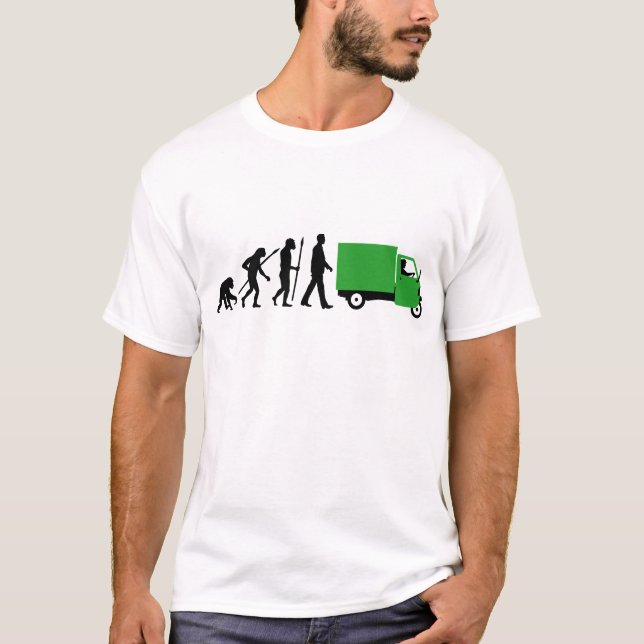 Evolution of man Piaggio Ape mini transporter T-Shirt (Front)