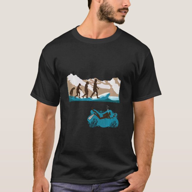 Evolution Of Man Scuba Diver Diving Dive Swimming  T-Shirt (Front)