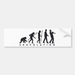 evolution of man ska trumpet player bumper sticker