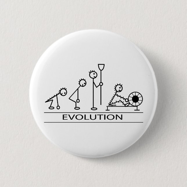 Evolution of man with rowing 2 inch round button (Front)