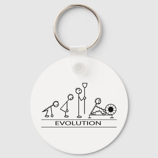 Evolution of man with rowing keychain (Front)
