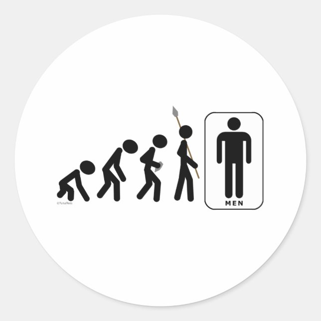 Evolution of Men Classic Round Sticker (Front)