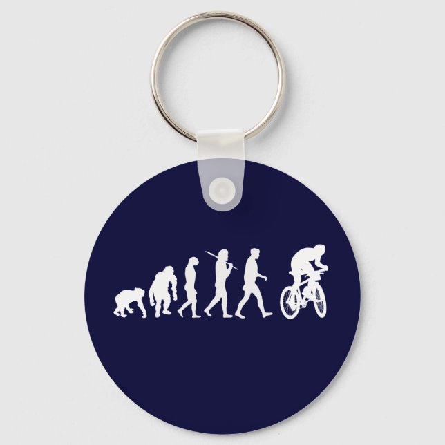 Evolution of mountain biking mountain bikers keychain (Front)