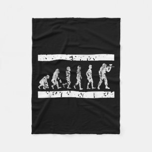 Evolution Of Paintball Player Humour Tactical Game Fleece Blanket