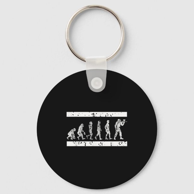 Evolution Of Paintball Player Humour Tactical Game Keychain (Front)